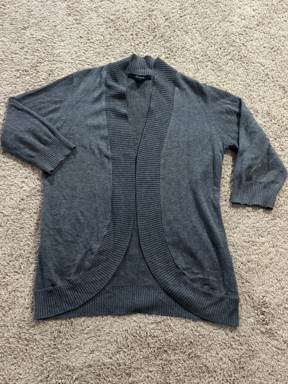 89th & Madison Ribbed Knit Cardigan in Charcoal Gray